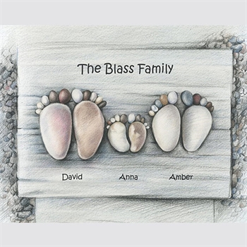 Stone Feet Family DaVinci Sketch Print with Custom Text,by myDaVinci - myDaVinci